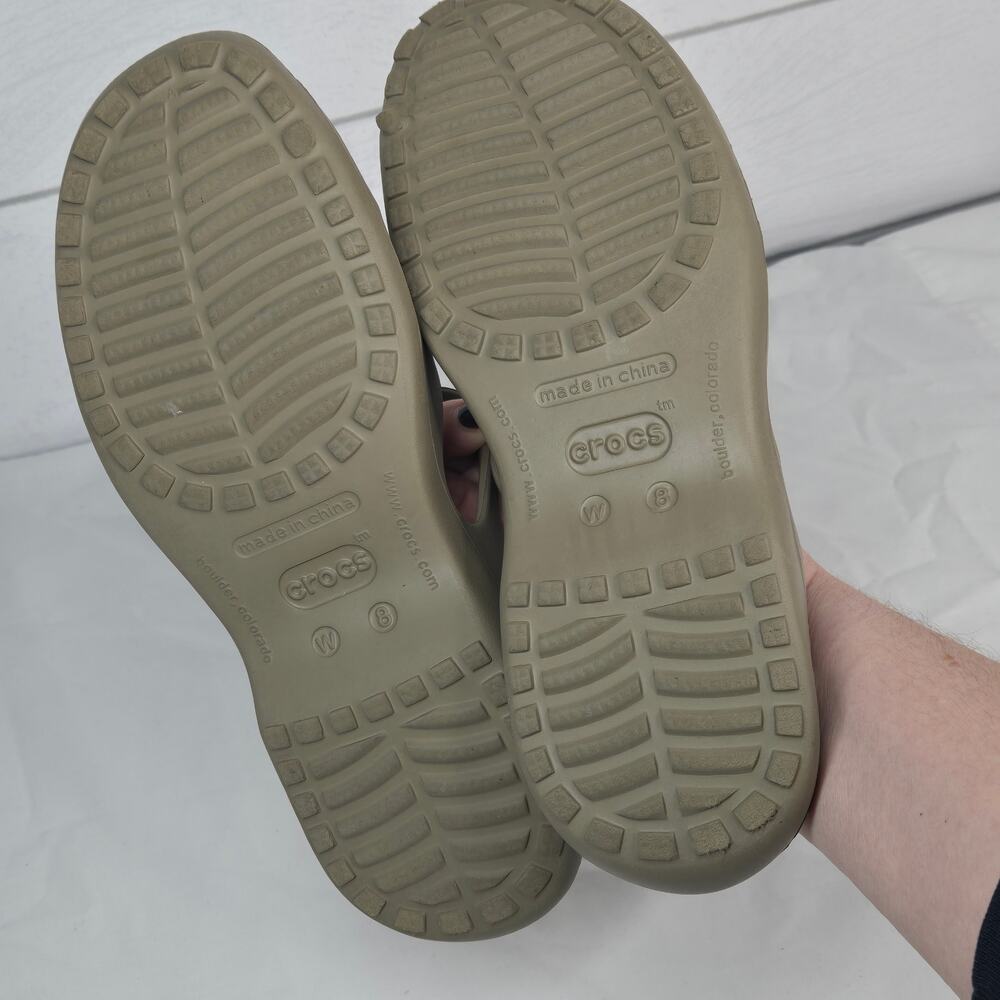 Crocs Meleen Sandals Womens Size 8 Khaki Tan Slide Strappy Comfort Shoes - Picture 9 of 10